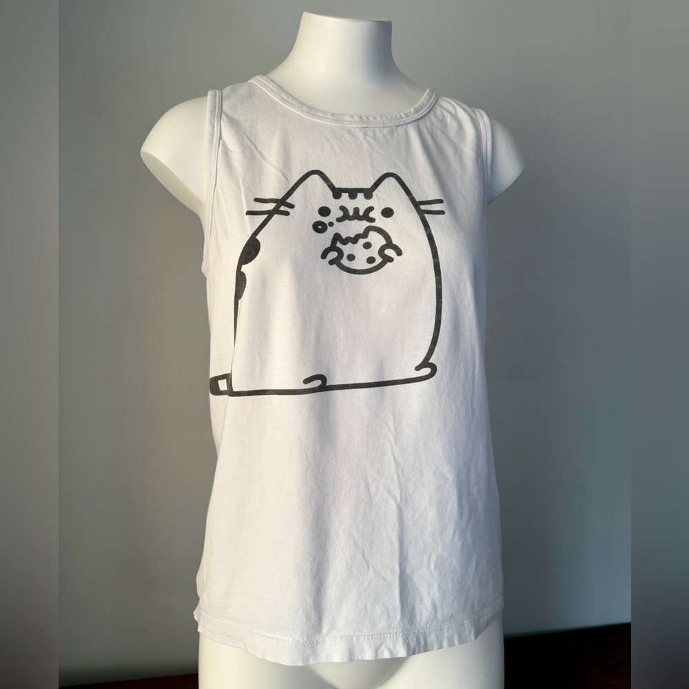 Pusheen Cat White Tank Kawaii